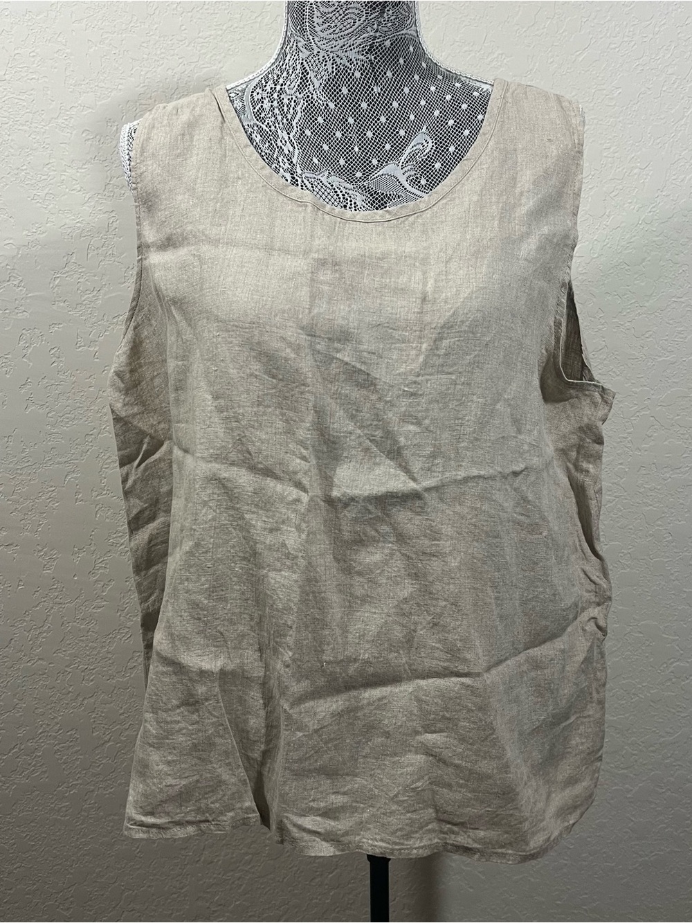 FLAX 100% Linen Sleeveless Tank in Oatmeal Women’s Size Large